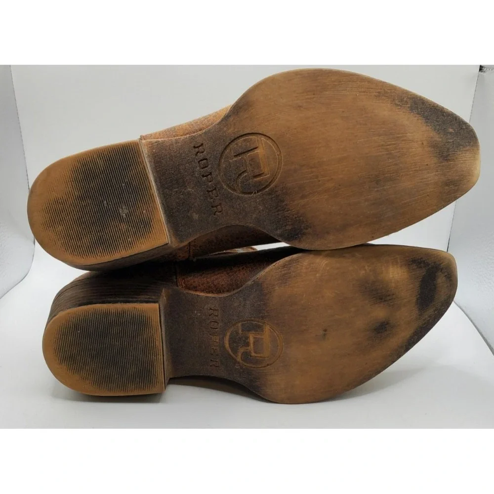 Roper Women's Vintage Western Booties Size 8.5 Snip Toe Side Zip